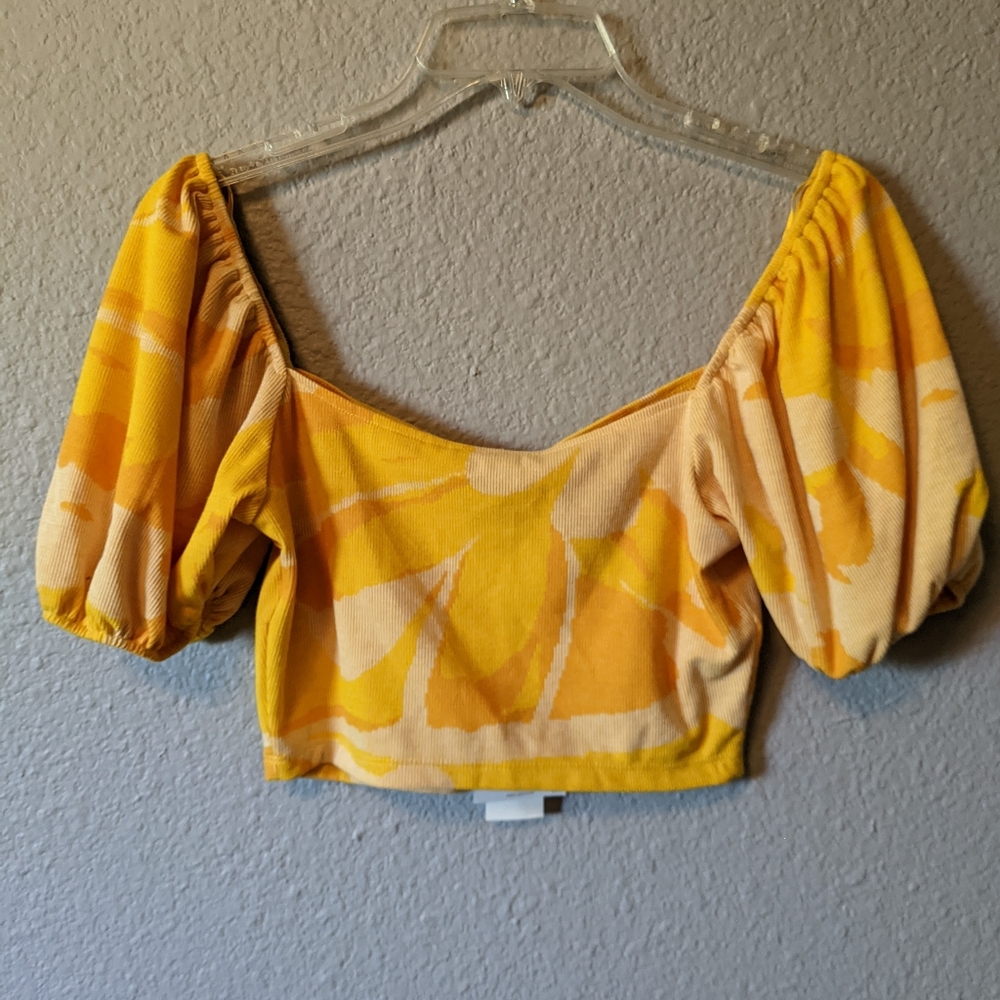 NWT ZARA Orange Yellow Tangerine Knit Crop Top On/Off Shoulder Sz. S - Picture 4 of 8